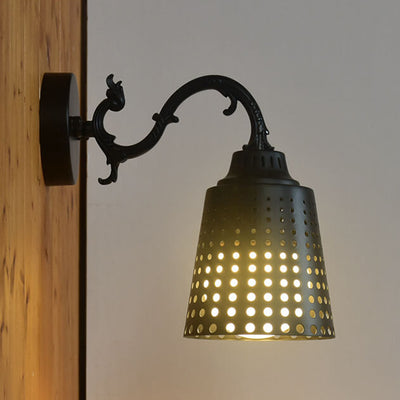 Industrial Vintage Iron Bell Tree Branch Arm 1-Light Wall Sconce