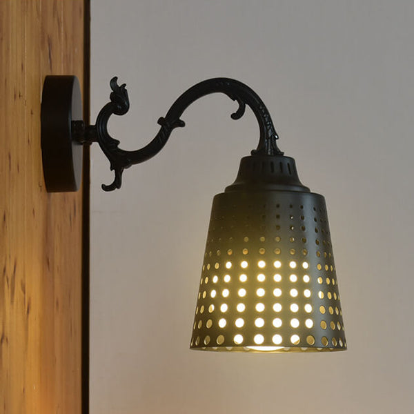 Industrial Vintage Iron Bell Tree Branch Arm 1-Light Wall Sconce