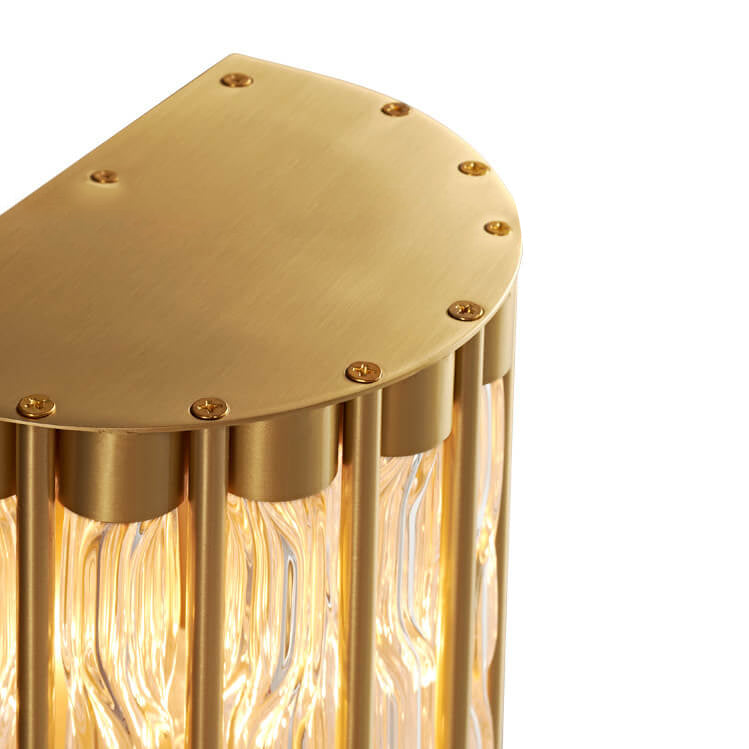 Modern Luxury Rectangular Half-Cylinder Copper Glass 2/3 Light Wall Sconce Lamp