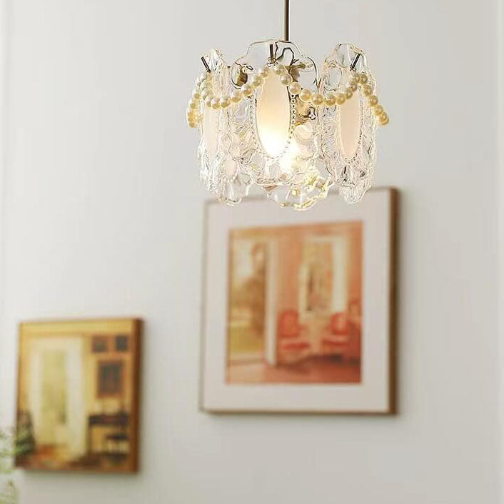 French Light Luxury Hardware Lampe suspendue à 1 lumière en verre 