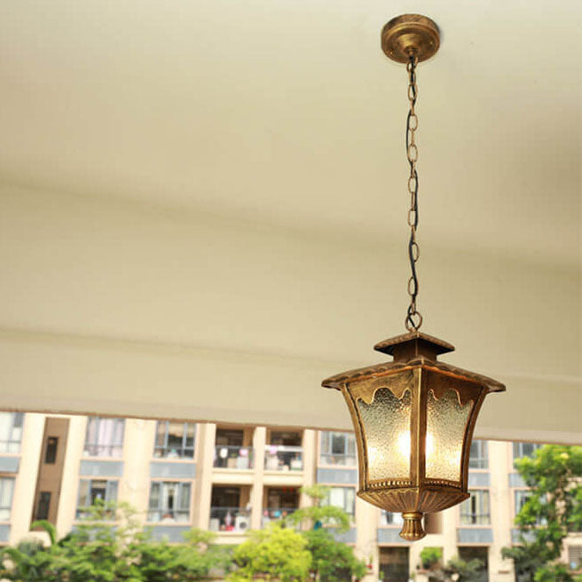 European Industrial Glass Square Outdoor 1-Light Pendant Light