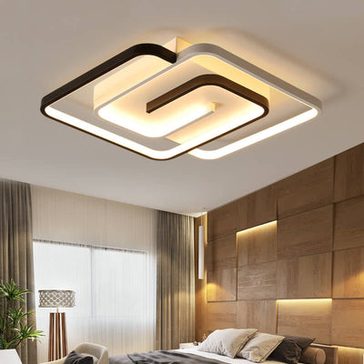 Modern Creative Square Ring Aluminum LED Semi-Flush Mount Ceiling Light