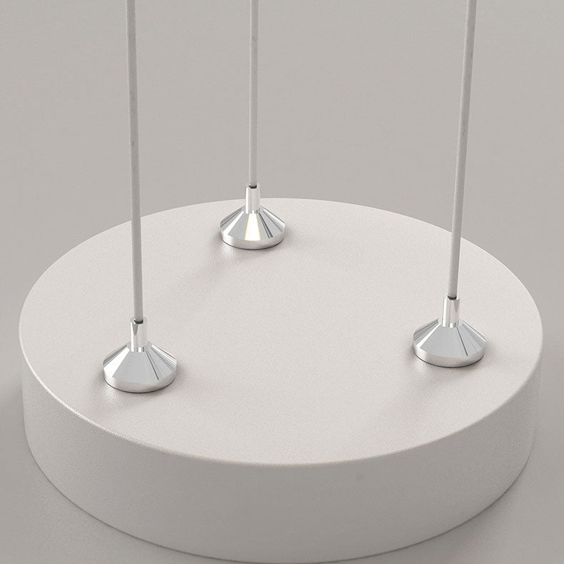 Contemporary Creative Wave Strip Round Iron Acrylic LED Island Light Chandelier For Dining Room