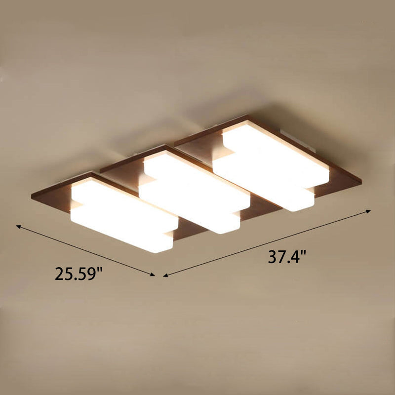 Nordic Creative Nussbaum-Acryl rechteckige LED-Deckenleuchte zur bündigen Montage