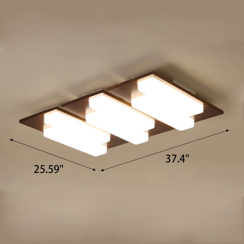 Nordic Creative Walnut Acrylic Rectangular LED Flush Mount Ceiling Light