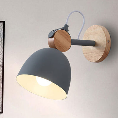 Nordic Macaron Dome Log 1-Light Rotatable Wall Sconce Lamp