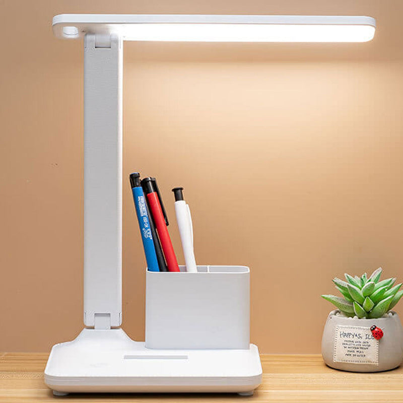 Lampe de bureau LED de lecture avec protection des yeux USB et porte-stylo pliable simple 