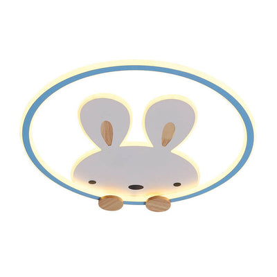 Childlike Modern Simple Cartoon Rabbit Design LED Flush Mount Light