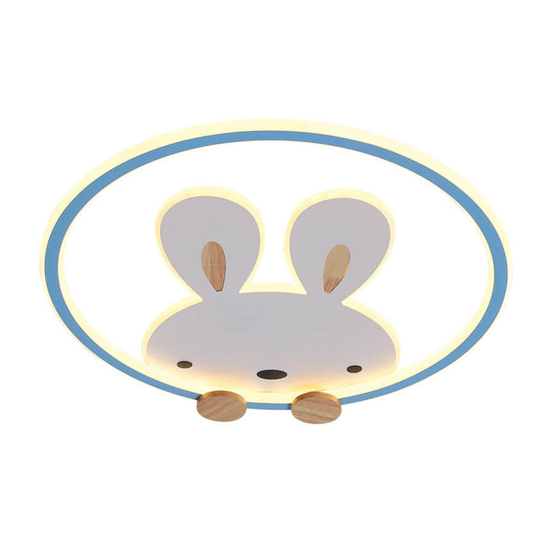 Childlike Modern Simple Cartoon Rabbit Design LED Flush Mount Light