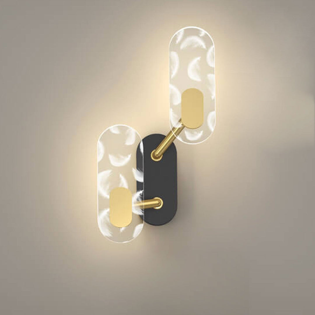 Applique murale LED moderne et créative avec anneau en acrylique, noir et or 