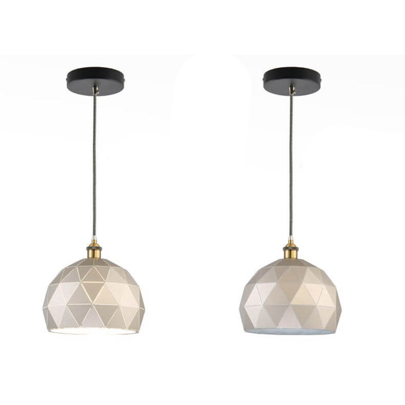 Industrial Simple Iron Diamond Hollow Dome 1-Light Pendant Light