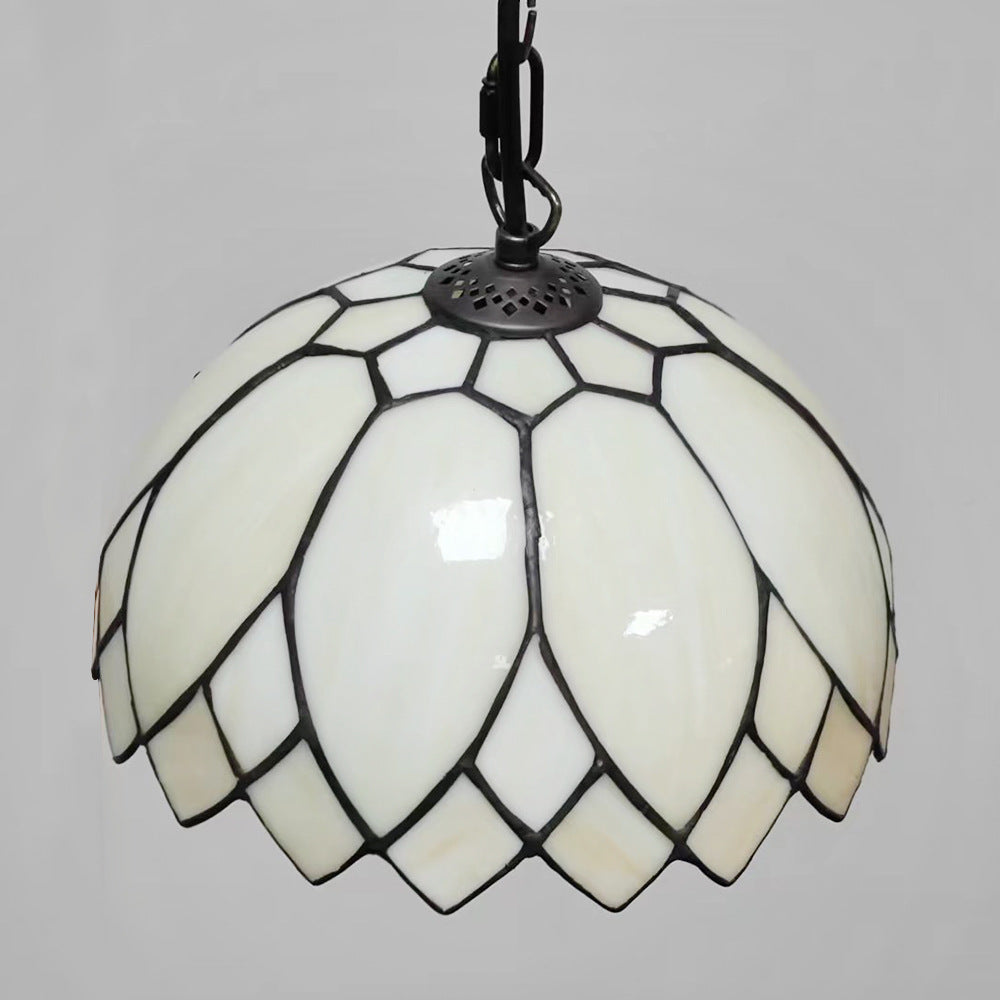 Traditional European Style Milk White Glass Resin Metal Dome 1-Light Pendant Light