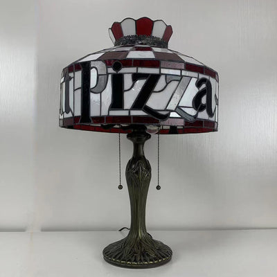 Tiffany Pizza Stained Glass Cone 1-Light Table Lamp