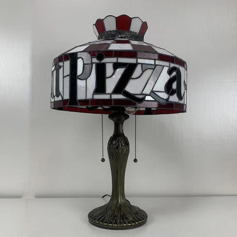 Tiffany Pizza Stained Glass Cone 1-Light Table Lamp