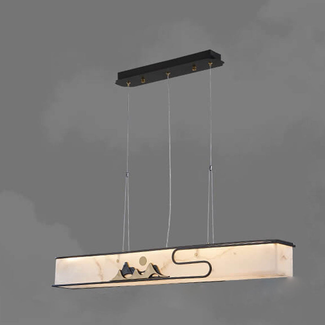 Moderne Luxus Marmor Lange Kupfer Zen Insel Licht LED Kronleuchter 