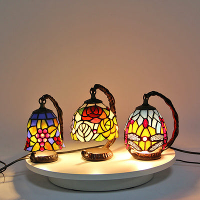 Tiffany-Glas-Tischlampe in Traubenform mit Augenschutz und 1 Licht 