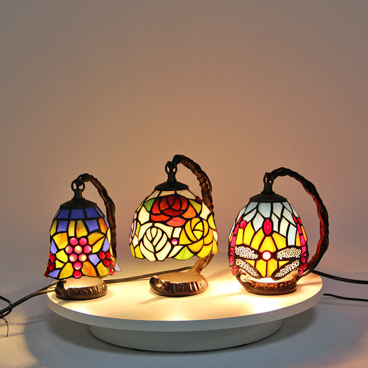 Tiffany-Glas-Tischlampe in Traubenform mit Augenschutz und 1 Licht 