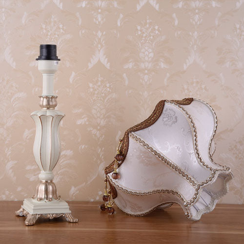 European Luxury Fabric Cone Tassel Resin 1-Light Table Lamp