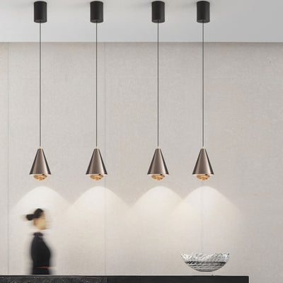 Modern Minimalist Solid Color Free Lift Conical 1-Light Pendant Light