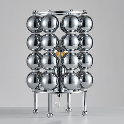 Retro Creative Metal Mirror Stainless Steel Column 1-Light Table Lamp