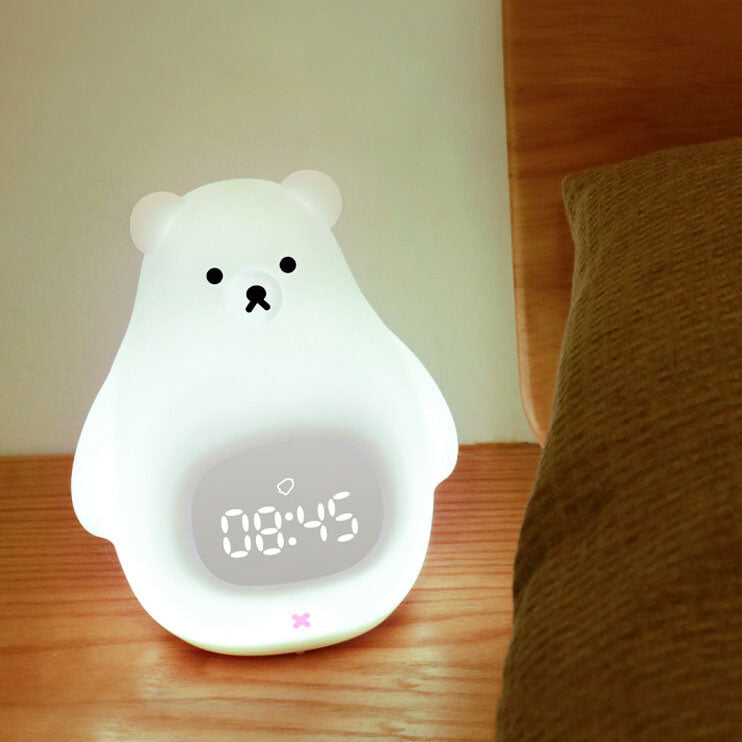 Réveil en silicone ours polaire avec lumière LED de nuit 