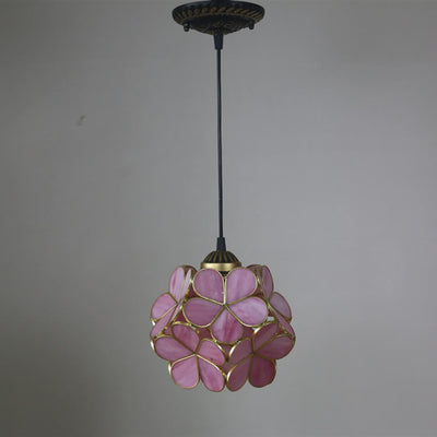 Vintage Stained Glass Petal 1-Light Pendant Light