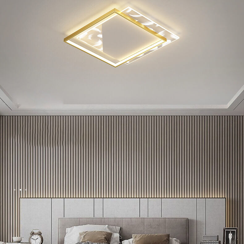 Modern Acrylic Light Luxury Square Feather Design LED Flush Mount Light