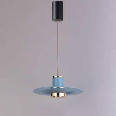 Modern Minimalist Cylinder Flying Saucer Hardware LED Pendant Light For Living Room
