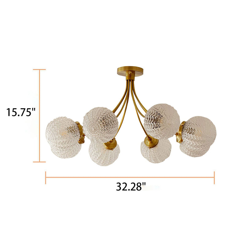 Nordic Light Luxury Spherical Glass Lampshade 6/8-Light Flush Mount Light