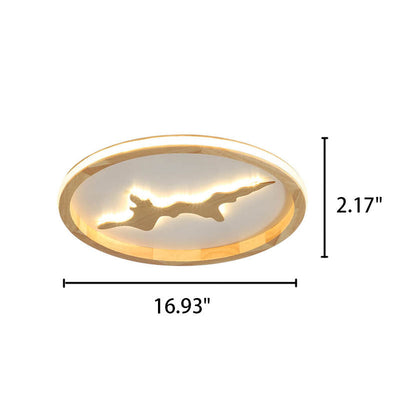 Nordische runde Massivholz-Zen-LED-Unterputz-Deckenleuchte 