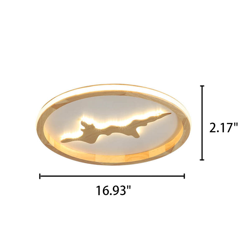 Nordische runde Massivholz-Zen-LED-Unterputz-Deckenleuchte 