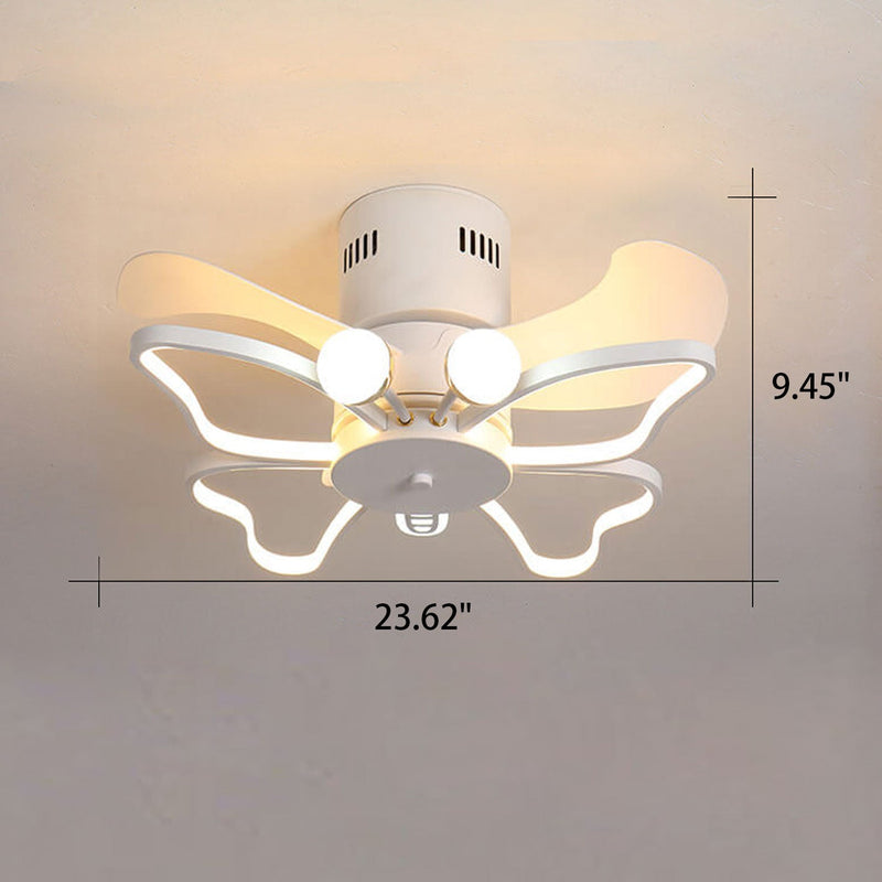 Nordic Creative Butterfly Shape LED Semi-Flush Mount Ceiling Fan Light