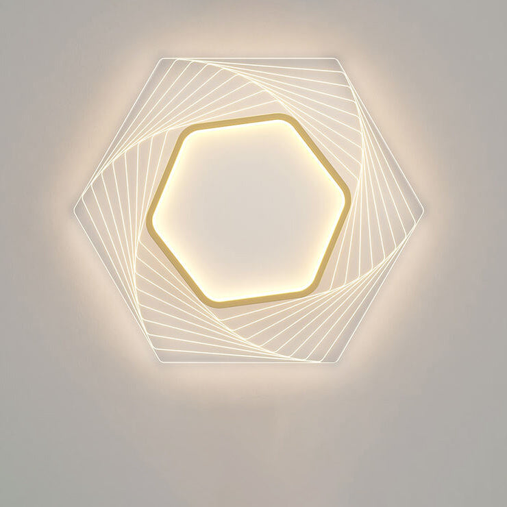 Nordic Minimalist Geometric Hexagonal LED Flush Mount Ceiling Light