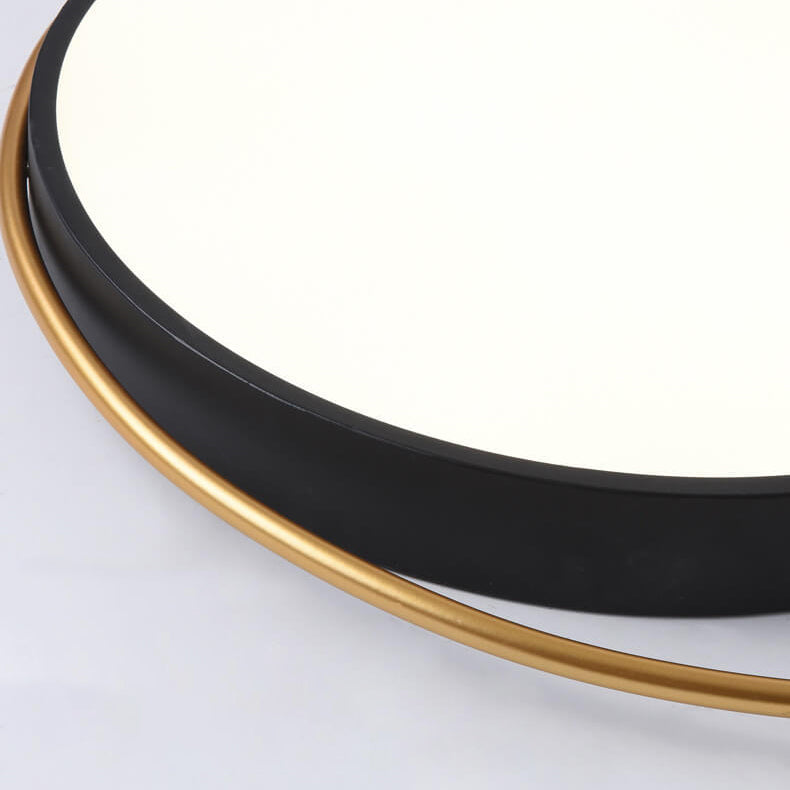 Modern Luxury Iron Circle Ring Acrylic Shade LED Flush Mount Ceiling Light For Living Room