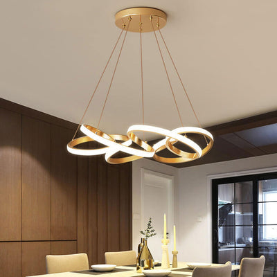 Moderner Luxus Gold Twisted Line Island Light LED Kronleuchter