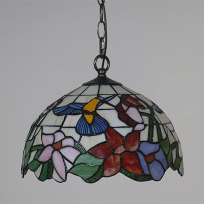 Tiffany European Stained Glass Dome 1-Light Pendant Light