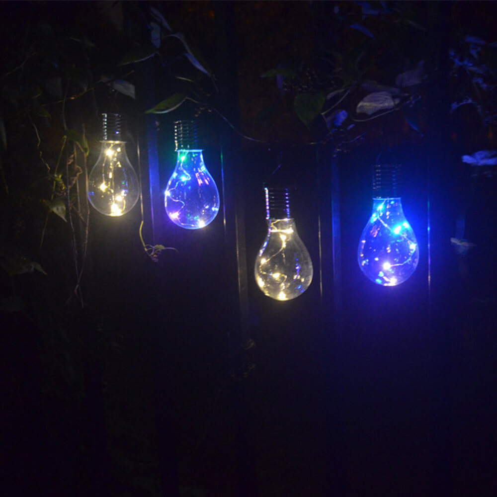 Ampoules de couleur créatives en plastique LED solaire de jardin suspendue 