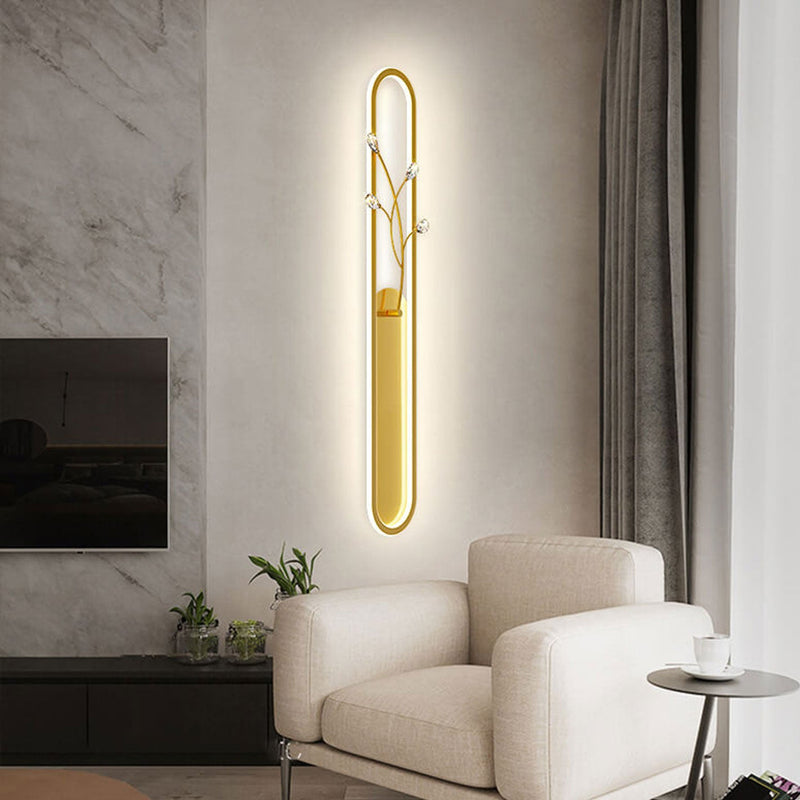 Creative Long Oval Crystal Small Flower Decoration Design LED Flush Mount Light