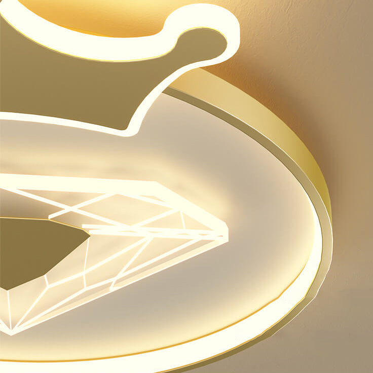 Childlike Cartoon Crown Diamond Design LED Flush Mount Light