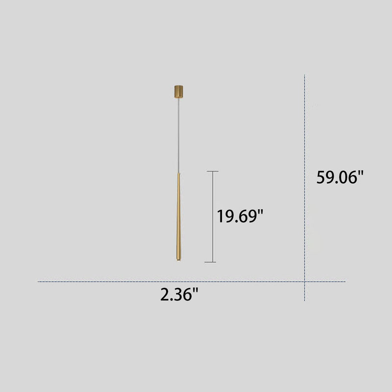 Full Copper Minimalist Slim Strip Design Long Line 1/2-Light LED Island Light Chandelier