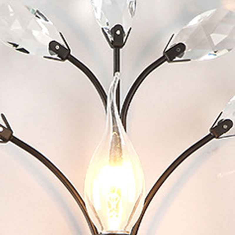 European Rustic Vintage Wrought Iron Crystal 1-Light Wall Sconce Lamp