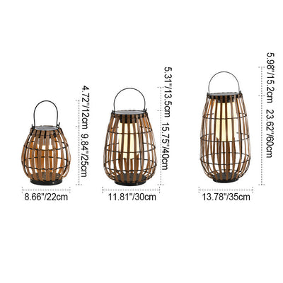 Contemporary Retro Imitation Rattan Weaving Cage Waterproof LED Lawn Landscape Light For Garden