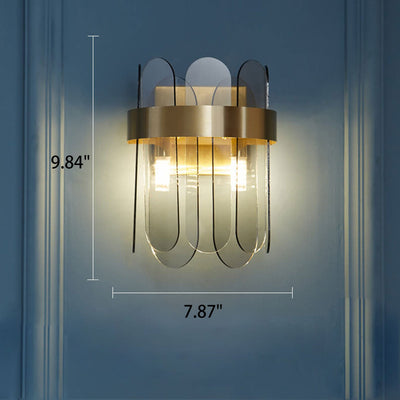 Creative Light Luxury Long Strip Glass Combination Design 2-Light Wall Sconce Lamp