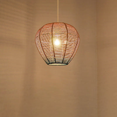 Modern Chinese Hemp Rope Round Geometry 1-Light Pendant Light