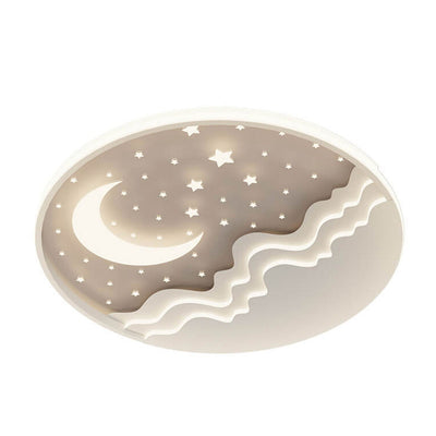 Nordic Creative Star Moon Round Aluminum LED Flush Mount Ceiling Light