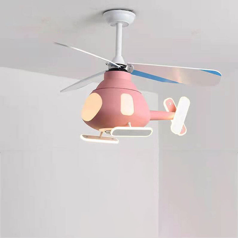 Cartoon Kreatives Flugzeugdesign LED Downrods Deckenventilatorlicht 