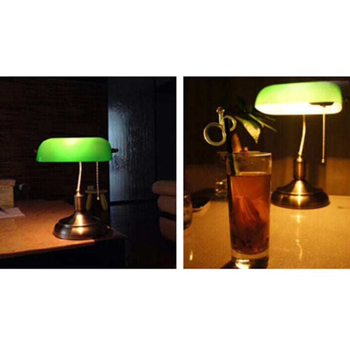 Lámpara de mesa de 1 luz con protección ocular de vidrio metálico retro moderno 