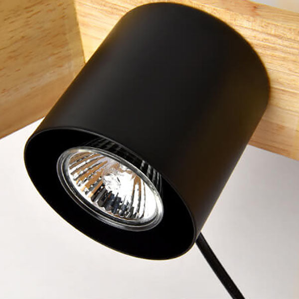 Zeitgenössische nordische sechseckige Tischlampe aus Holz und Metall mit 1 Flamme und schmelzendem Wachs für das Schlafzimmer 