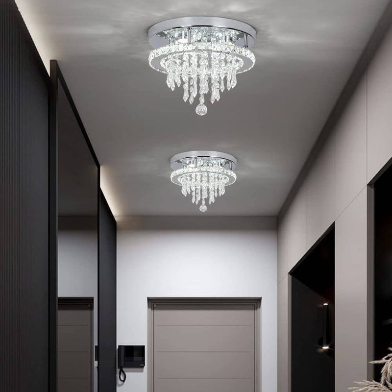 Modern Light Luxury Round Crystal LED Flush Mount Ceiling Light