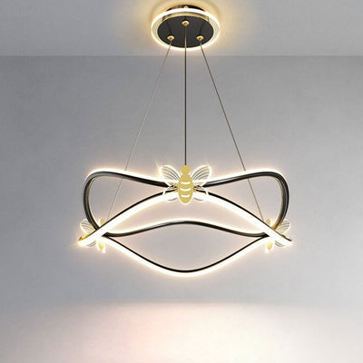 Modern Minimalist Wave Iron 3/4-Light LED Island Light Chandelier